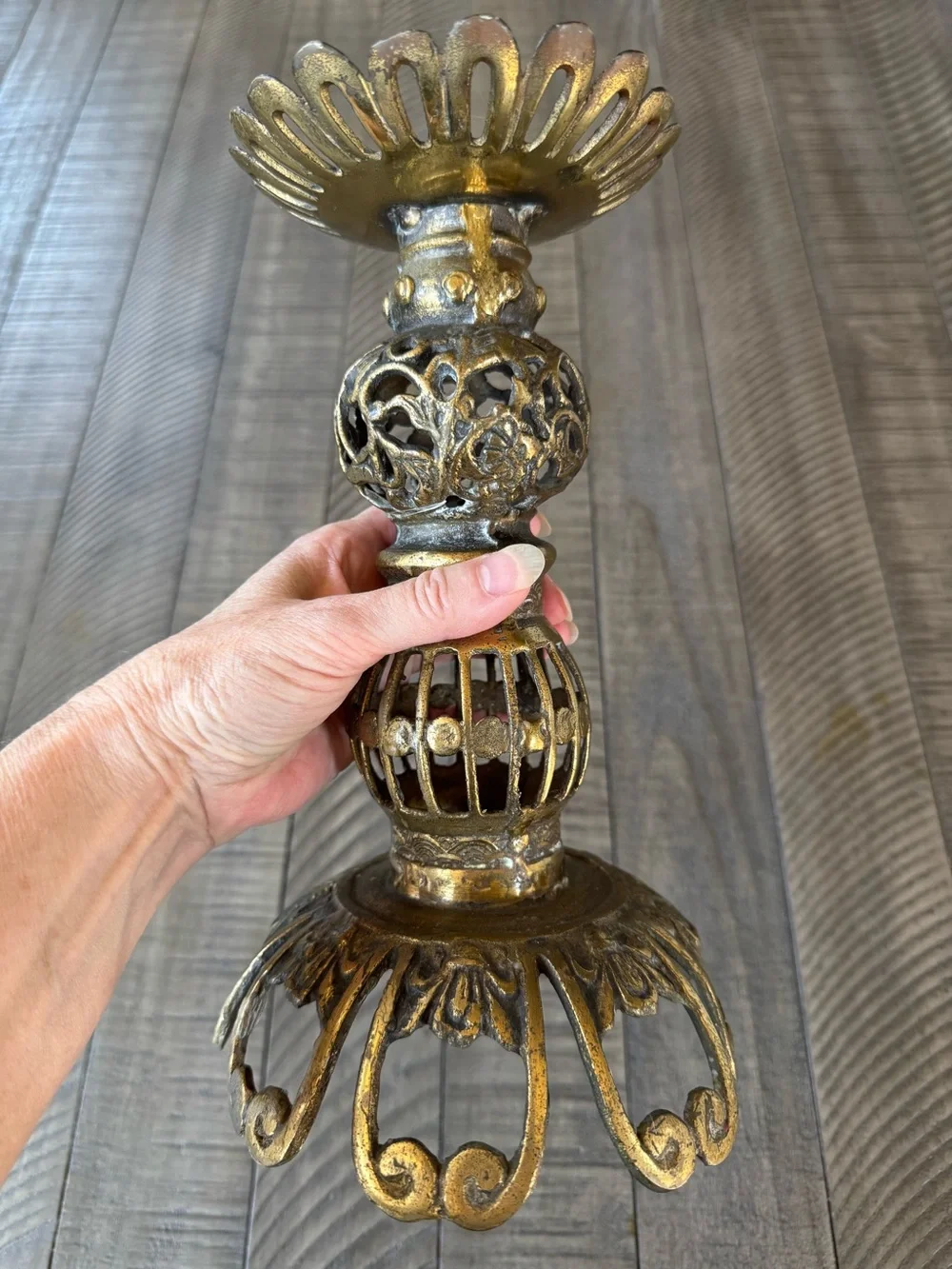 Vintage Brass Single Ornate Candle Holder